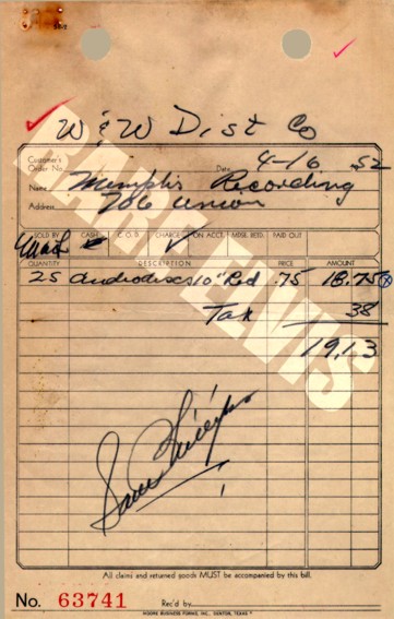 Sam Phillips signed and dated bill